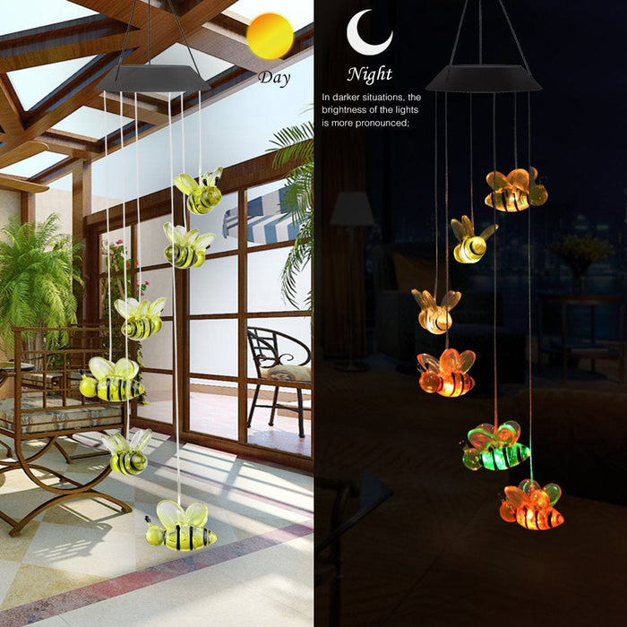 Gadget Gerbil Solar Powered LED Bee Wind Chimes