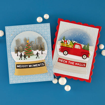 Spellbinders - Die Bundle - Snow Globe Scenes. Available at Embellish Away in Bowmanville Ontario Canada. Example by Simon Hurley.