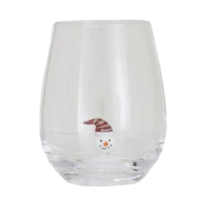 Stemless Holiday Wine Glass