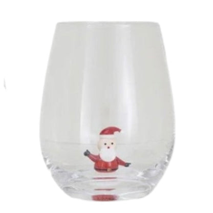 Stemless Holiday Wine Glass