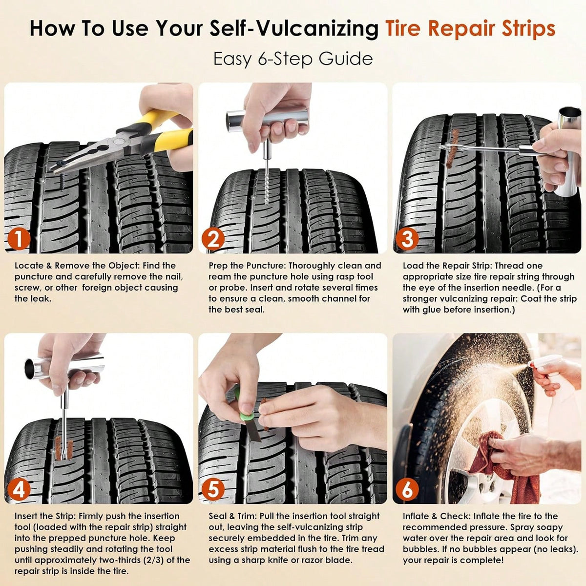Tire Plugs, Vulcanizing Tire Patches Fix A Flat Tire, Standard Heavy Duty Tire Plug, Repair Tubeless Off-Road Tires For Car, RV, SUV, Truck