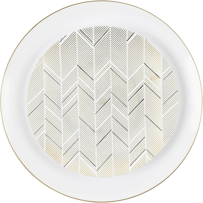 White & Chevron Plastic Plates Combo Set - 32 Pack, 7.5" & 10" - Wichita Home Outlet