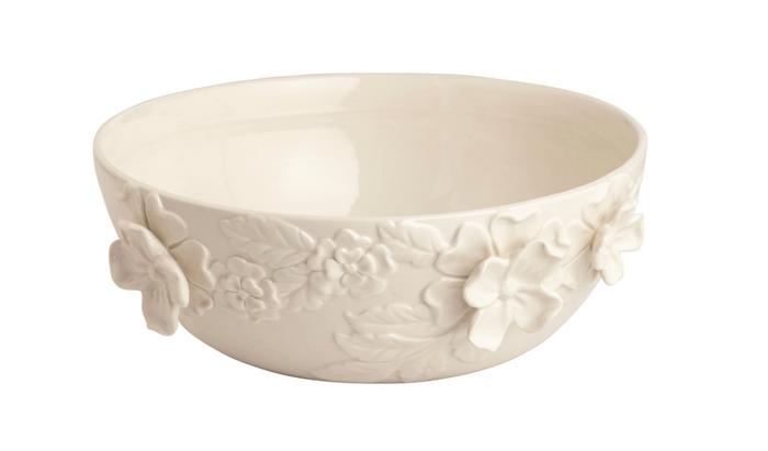 White Floral Stoneware Bowl