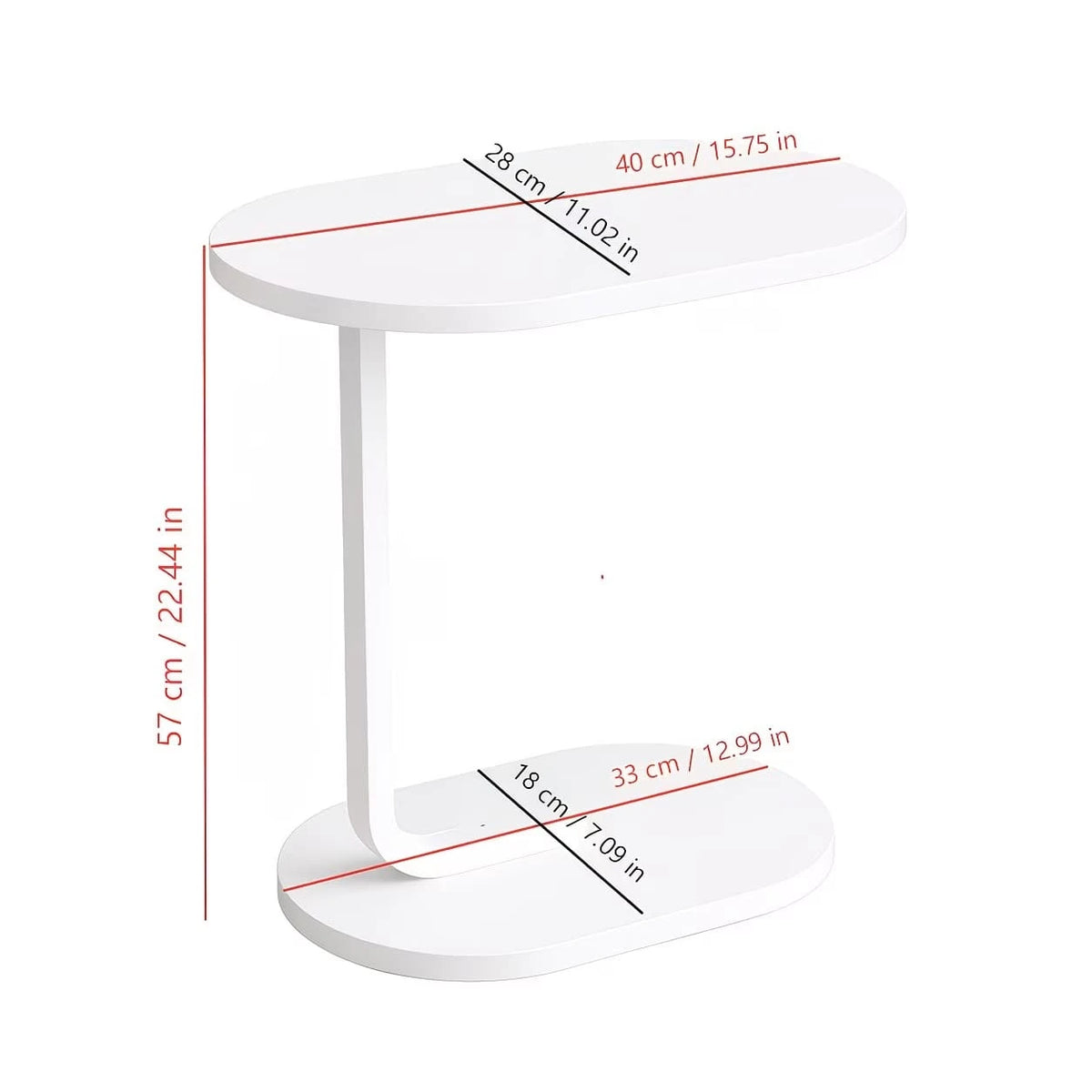 XWWUA C-Shaped Side Table, Compact Sofa Table With Oval Wood Top And Metal Frame; Space-Saving Snack Table For Living Room, Bedroom, And Small Spaces; Perfect For Holding Coffee, Drinks, And Books; Ea