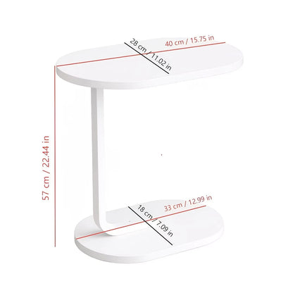 XWWUA C-Shaped Side Table, Compact Sofa Table With Oval Wood Top And Metal Frame; Space-Saving Snack Table For Living Room, Bedroom, And Small Spaces; Perfect For Holding Coffee, Drinks, And Books; Ea